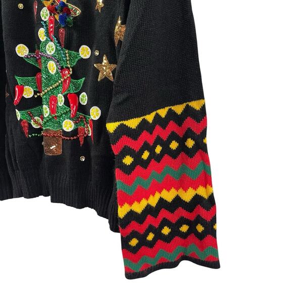 Not So Ugly Christmas Sweater Feliz Navidad Limes Peppers Sombrero XL - Picture 5 of 9
